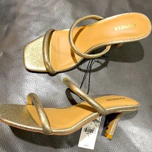 Gold kitten heel sandal